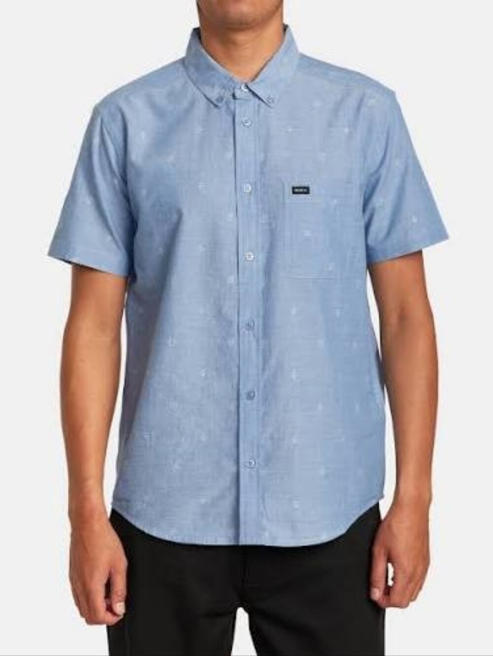 RVCA Light Blue Short Sleeve Button-Down Shirt